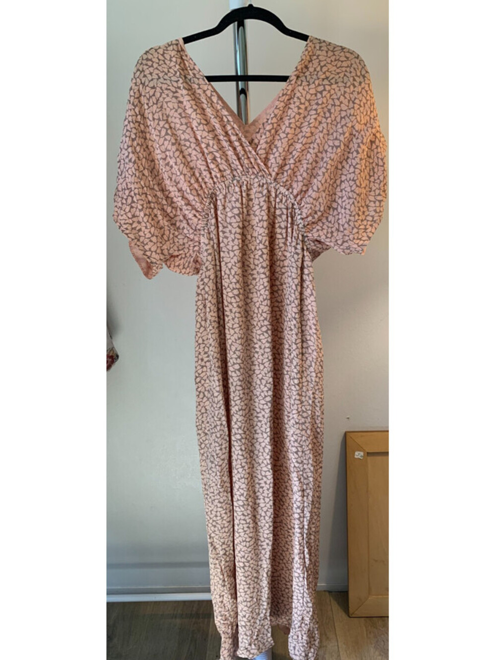 The Addison Story Maxi Dress Women Small Pink Ruched Waist Silk  Flutter Sleeve